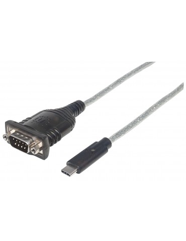 Manhattan 151283 cavo seriale Nero, Argento 0,45 m USB-C Serial/COM/RS232/DB9