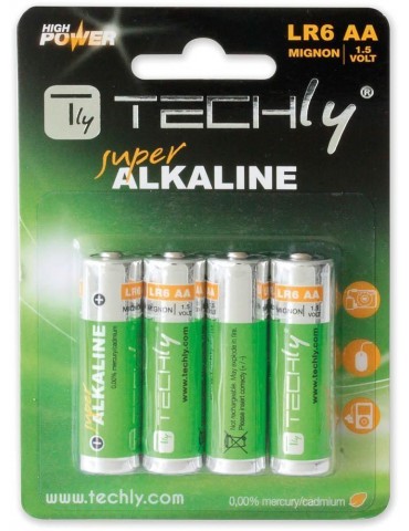 Techly Blister 4 Batterie High Power Stilo AA Alcaline LR06 1,5V (IBT-KAL-LR06T)