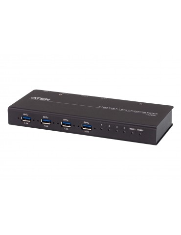 Aten 4x4 USB 3.1 Gen 1 Industrial Grade Hub Switch, up to 5Gbps data throughput, supports serial control RS422/RS485, Power adap
