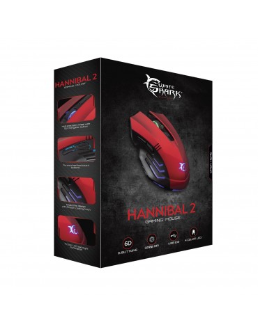 Mouse Gaming USB 3200dpi 6 Tasti Hannibal-2 GM-3006 Rosso