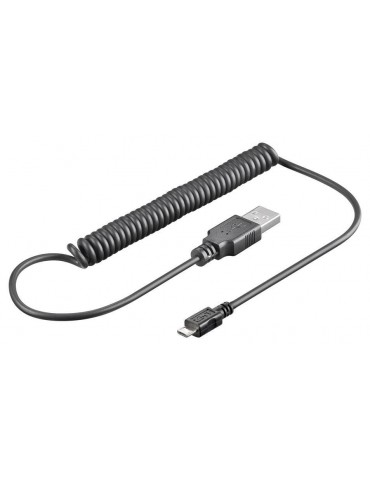 Cavo USB 2.0 Spiralato A maschio/microB 5 pin maschio 1m Nero
