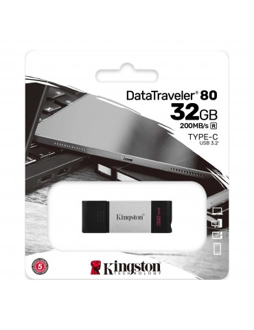 KINGSTON - PENDRIVE 32GB USB-C DT80/32GB TYPE-C